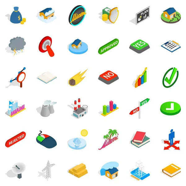 Batan ev Icons set, izometrik stili