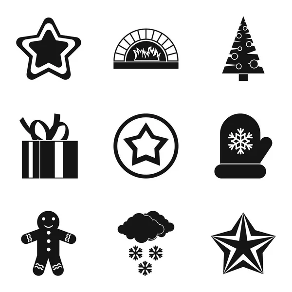 Conjunto de iconos de símbolo de Navidad, estilo simple — Vector de stock