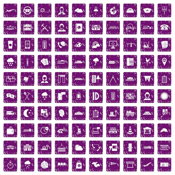 100 dağıtıcı simgeler grunge mor ayarla