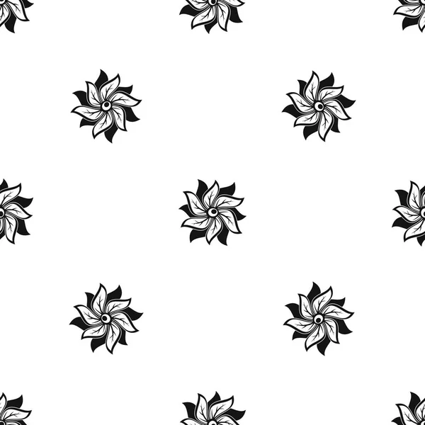 Flower pattern seamless black — Stock Vector