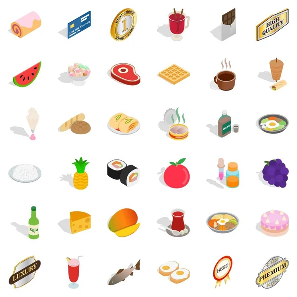 Çikolata simgeleri ayarlandı, izometrik biçim