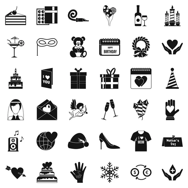 Doğum günü Icons set, basit tarzı