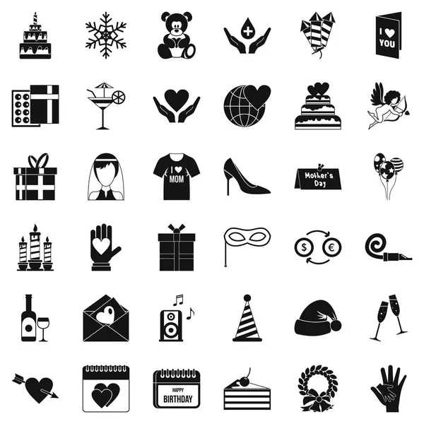 Conjunto de iconos de regalo, estilo simple — Vector de stock