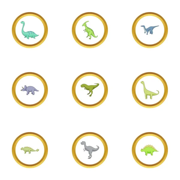 Soorten dinosauriërs iconen set, cartoon stijl — Stockvector