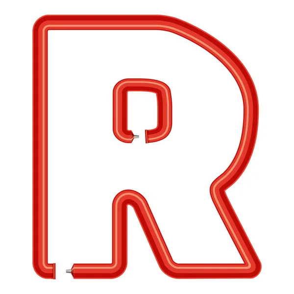 Letter r plastic tube icon, cartoon style — Stock Vector