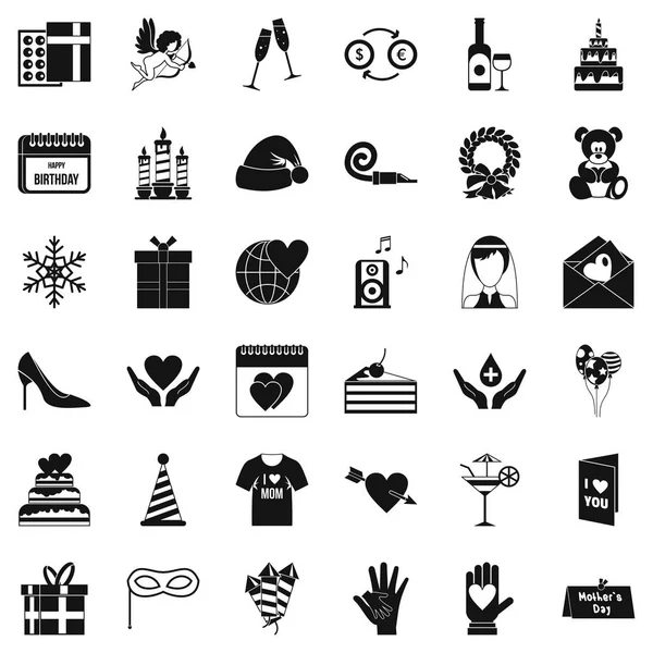 Conjunto de iconos de celebración, estilo simple — Vector de stock
