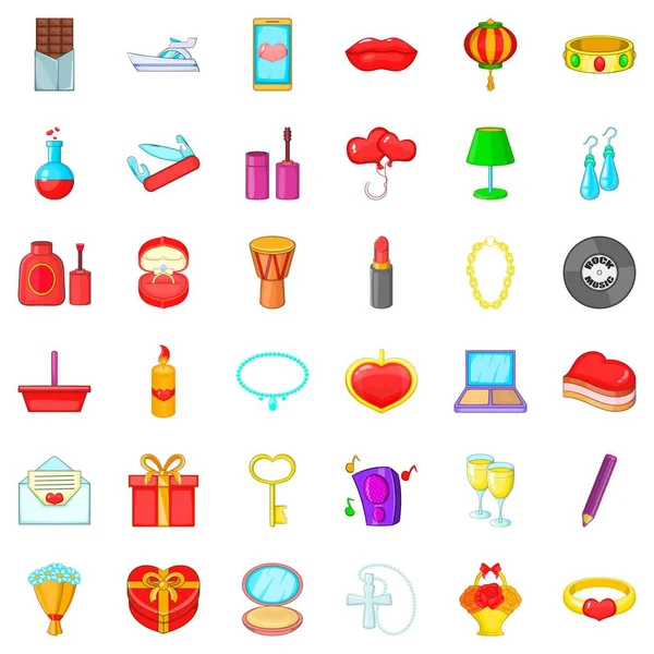 Doğum günü Icons set, karikatür tarzı