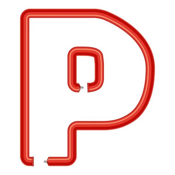 Letter p plastic tube icon, cartoon style — Stock Vector