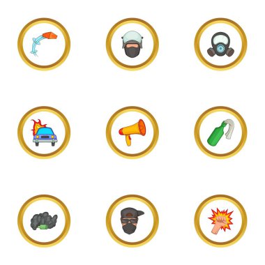 İsyan Icons set, karikatür tarzı