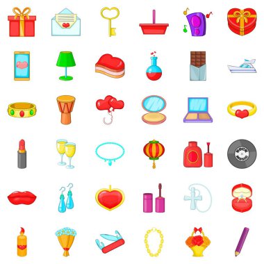 Şampanya Icons set, karikatür tarzı