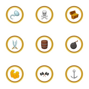 Korsan Icons set, karikatür tarzı