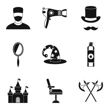 Kurutma saç Icons set, basit tarzı