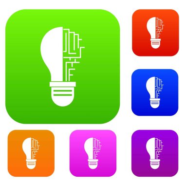 Devre kartı ampul içinde renk koleksiyonu ayarla