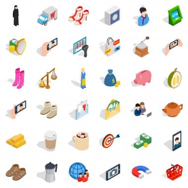 M-cüzdan Icons set, izometrik stili