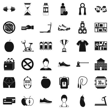 Koşu bandı Icons set, basit tarzı