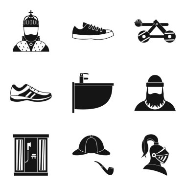 Aşırı büyümüş adam Icons set, basit tarzı