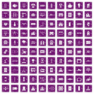 100 elektrik mühendisliği simgeler grunge mor ayarla