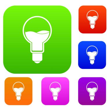 Ampul set renk koleksiyonu içinde mavi su ile