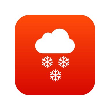 Bulut ve kar taneleri simgesi dijital kırmızı