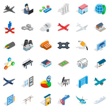 Müze Icons set, izometrik stili