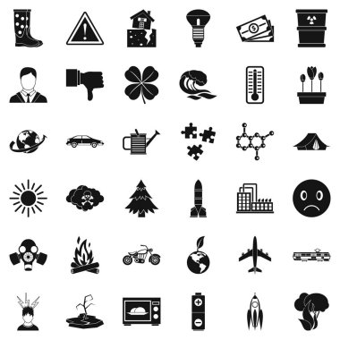 Karbon dioksit Icons set, basit tarzı