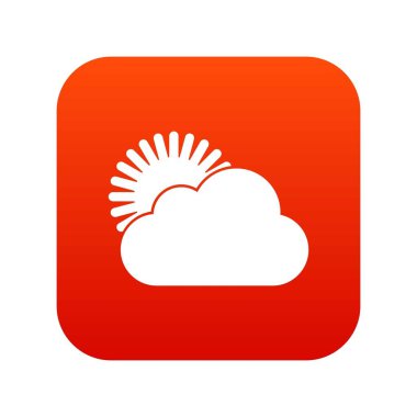 Güneş ve bulut simgesi dijital kırmızı