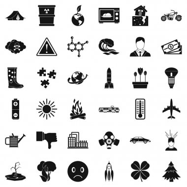 Radyoaktif Icons set, basit tarzı