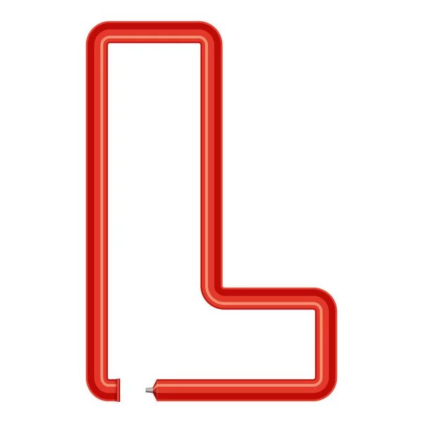 Letter l plastic tube icon, cartoon style — Stock Vector