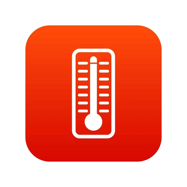 Thermometer zeigt Hochtemperatur-Symbol digital rot an — Stockvektor