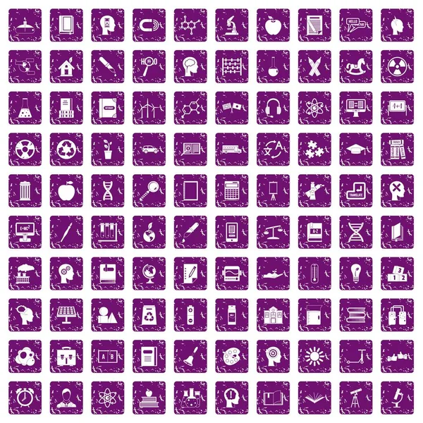 100 eğitim simgeler grunge mor ayarla