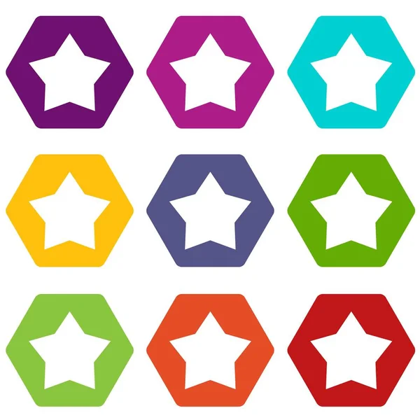 Star icon set color hexahedron — Stock Vector