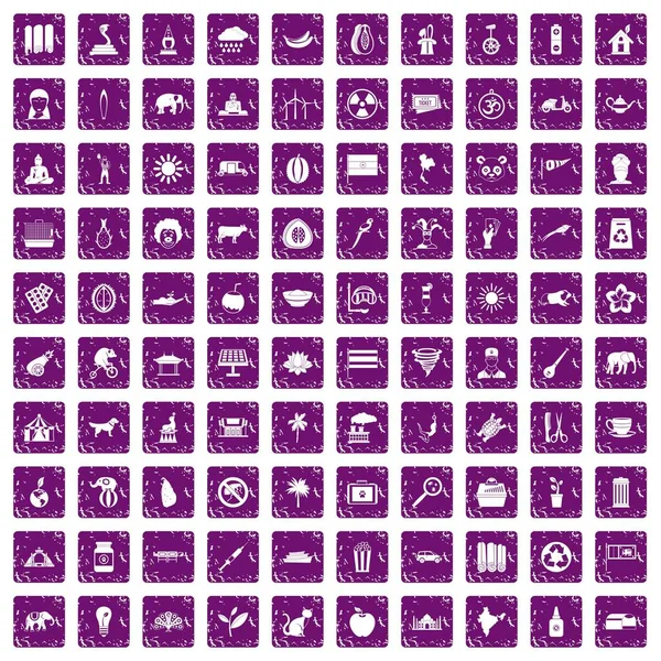 100 fil simgeler grunge mor ayarla