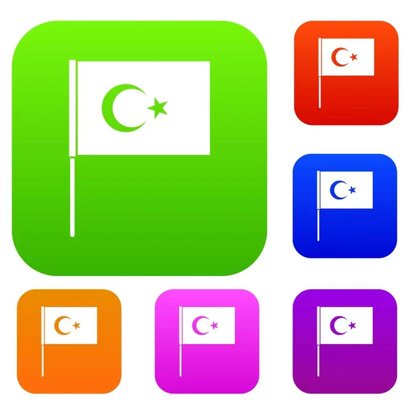 Koleksi warna set bendera Turki - Stok Vektor