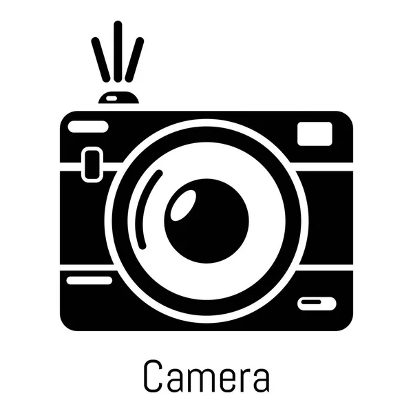 Ícone da câmera, estilo preto simples — Vetor de Stock