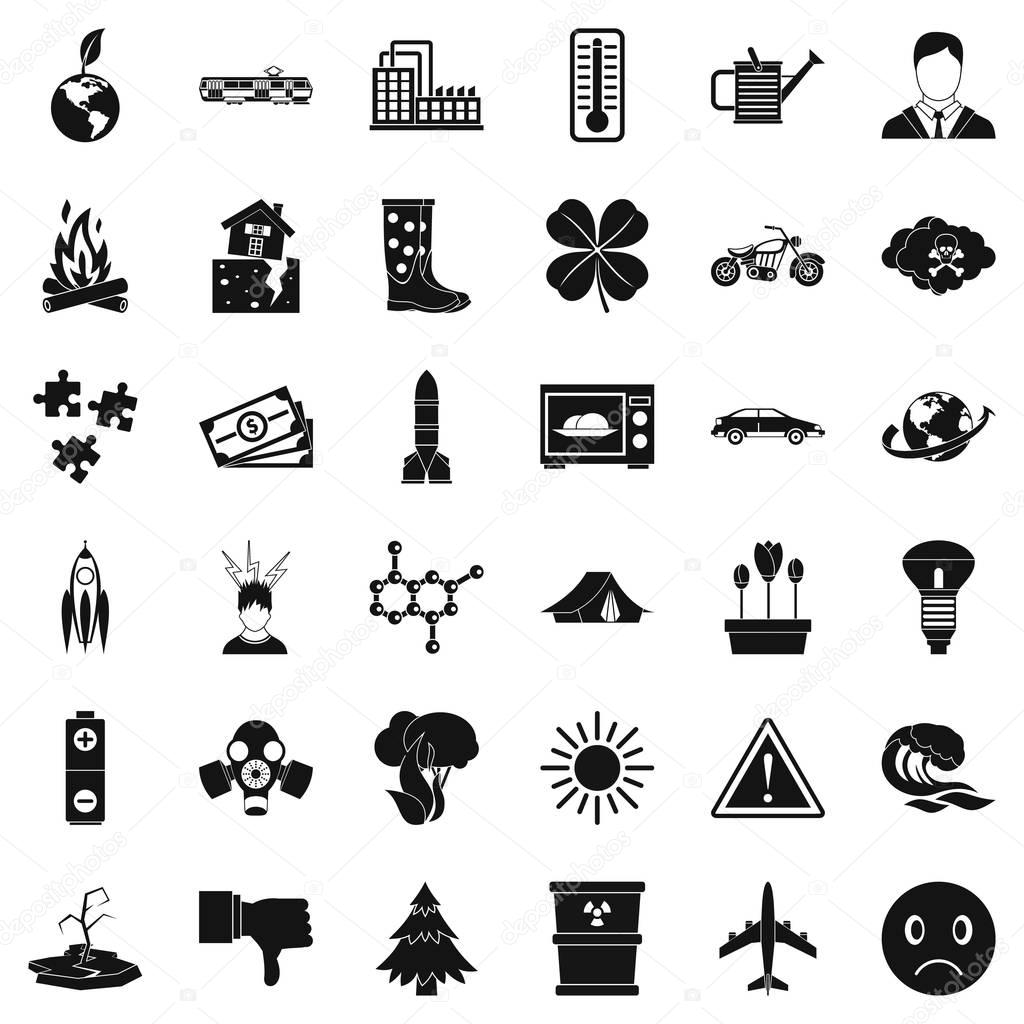 Global warming icons set, simple style