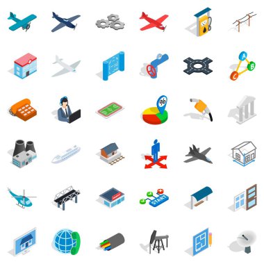 Helikopter Icons set, izometrik stili