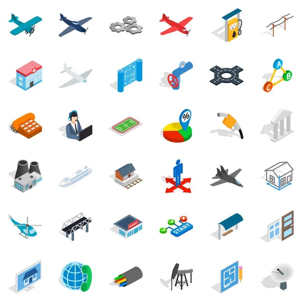 Helikopter iconen set, isometrische stijl — Stockvector