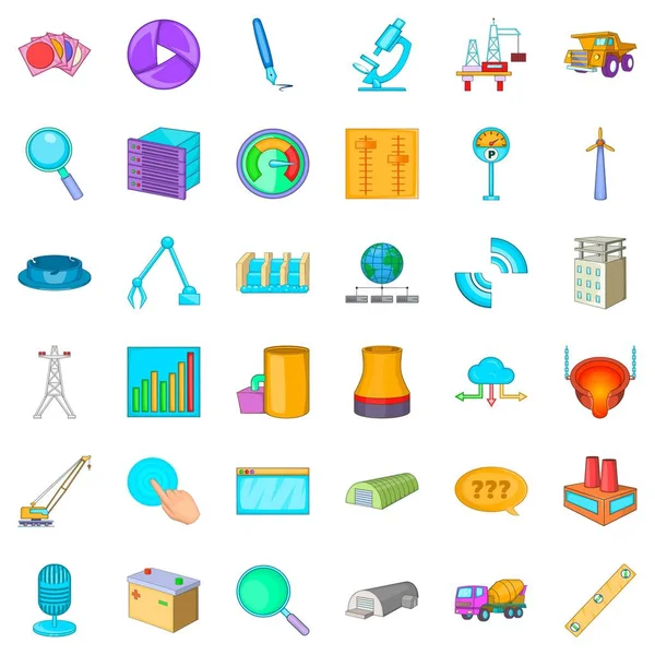 Conjunto de iconos de sistema de ingeniería, estilo de dibujos animados — Vector de stock