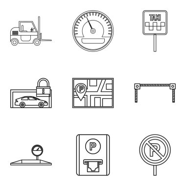 Icons set, anahat stili otopark cezası