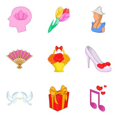 Güzellik Icons set, karikatür tarzı