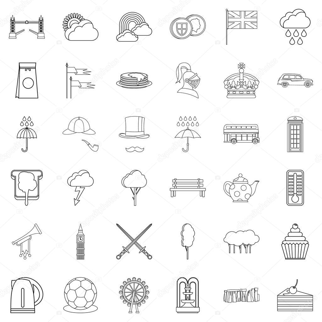 Pound icons set, outline style