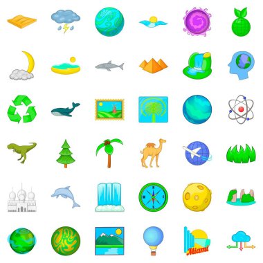 Palmiye ağacı Icons set, karikatür tarzı