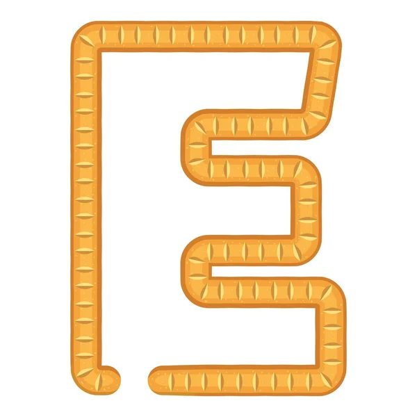 ตัวอักษร e ไอคอนขนมปัง สไตล์การ์ตูน — ภาพเวกเตอร์สต็อก