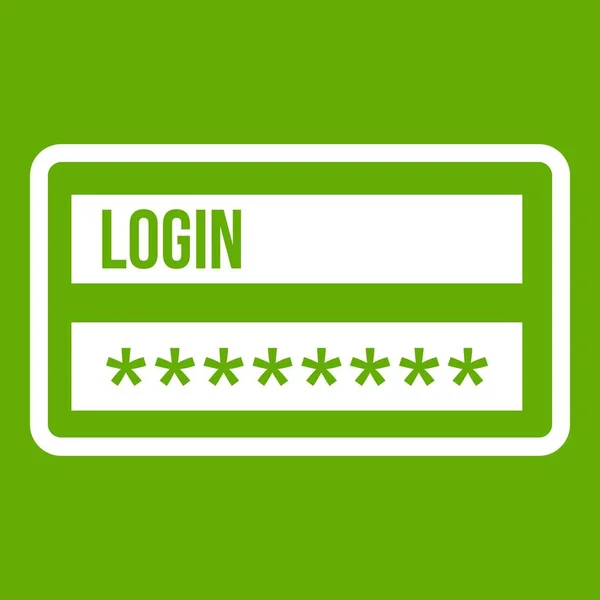 Kullanıcı adı ve şifre simgesi yeşil — Stok Vektör