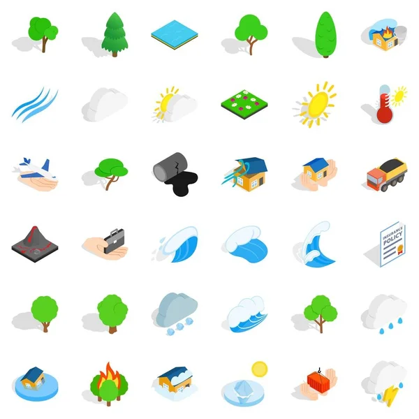 Wind Icons Set, isometrischer Stil — Stockvektor