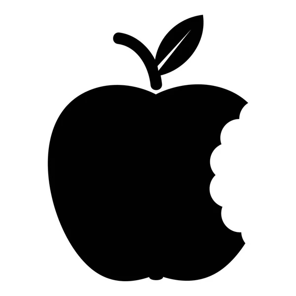 Кусати значок яблука, простий чорний стиль — стоковий вектор