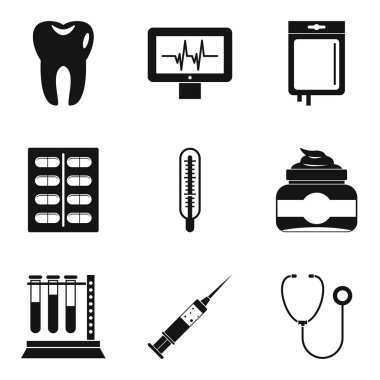 Hastane gözetim Icons set, basit tarzı