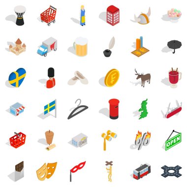 Europe Icons set, izometrik tarzı