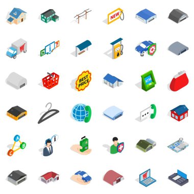 Hangar Icons set, izometrik stili