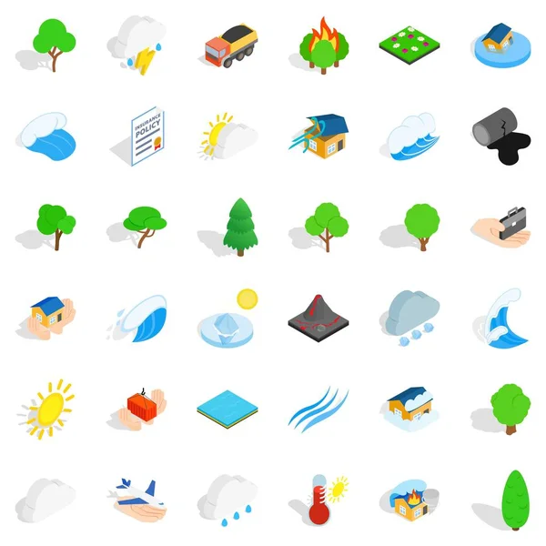 Zor fırtına Icons set, izometrik stili